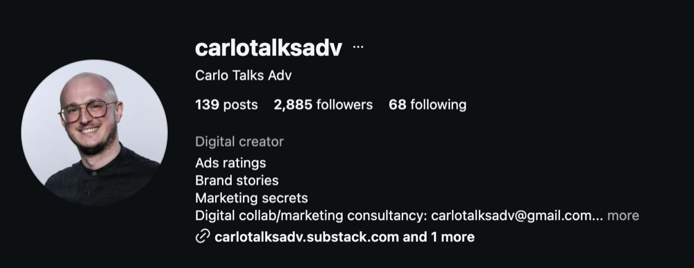 Instagram profile